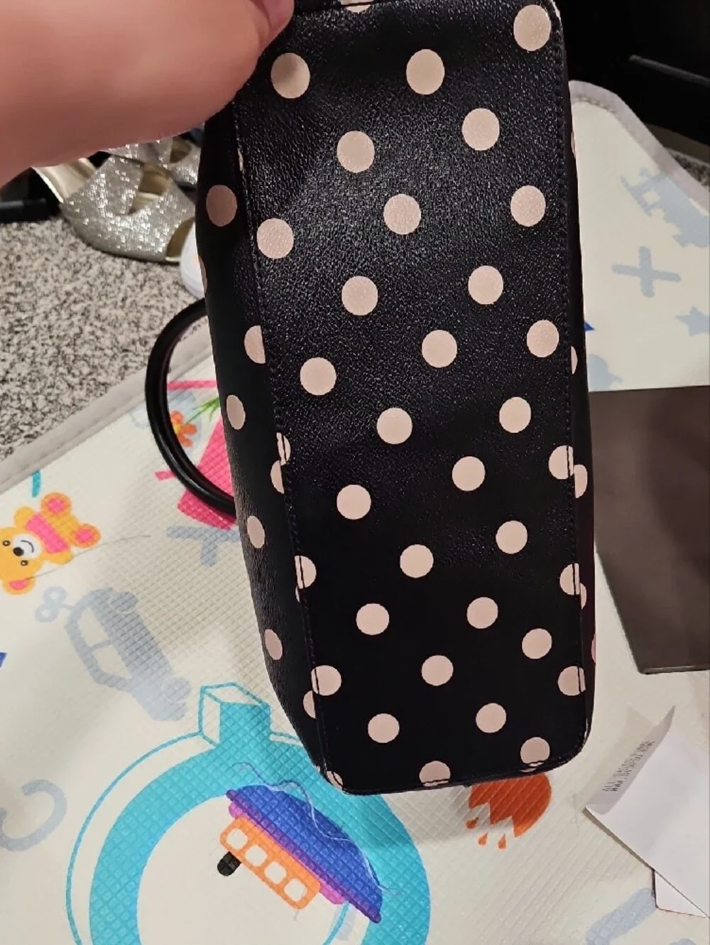 kate spade Black Polka Dot Dome Satchel with Cream Dots
